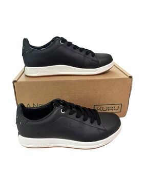 KURU Roam Shoes Womens Size 7 Jet Black Leather Casual Walking Sneakers Comfort